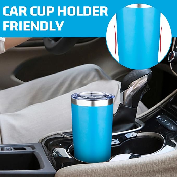 20oz Tumbler with Lid Double Wall Vacuum Insulated Travel Coffee Mug Stainless Steel Thermal Cup Powder Coated Sturdy Coffee Tumbler for Hot and Cold Beverage (Baby blue,1)