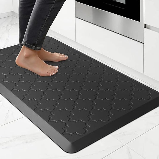 Kitchen Mat Cushioned Anti Fatigue for Floor, Non-Slip Waterproof Comfort Rug for Kitchen Sink, Standing Desk & Laundry, 17.3"x29", Black