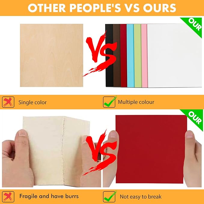 6 Pack Colored MDF Boards for Laser Engraving, 12x12x1/8 (3mm) Unfinished Fiberboard for Laser Cutting, DIY Craft Projects, Home Decor, Sign Making, Woodworking (Red)