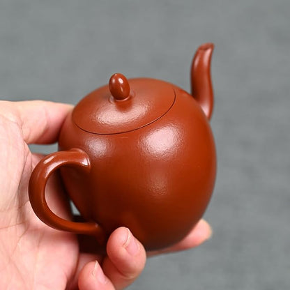 Handmade Yixing Zisha Teapot Beauty Shoulder Shape, 130cc Premium Wrinkled Zhuni Clay Gongfu Tea Pot with 7-Hole Water Outlet& Gift Box, by Master Artisan