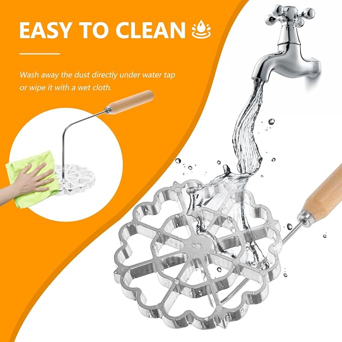 Lurrose Funnel Cake Maker: Rosette Iron - Pizzelle Iron Star Waffle Moulds
