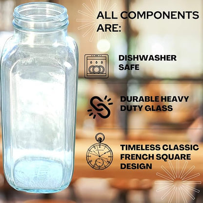 JARMING COLLECTIONS Glass Spice Jars with Shaker Lids - Spice Jars 16 oz for Food Storage, Spice Containers for Kitchen Organization, Organizing Bottles for Spices (French Square Red - 2pack)
