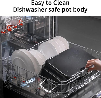 Slow Cooker 10 Quarts (2 x 5 Quarts) PFOA-Free Ceramic Coating | Adjustable Temp Oven Safe to 450°F | Keep Warm Function for Large Family Gatherings (Includes Silicone Spoon)