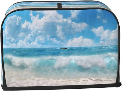 Sea Beach 2 Slice Toaster Cover, Dustproof, Fingerprint Protection, Black, Polyester, Waterproof