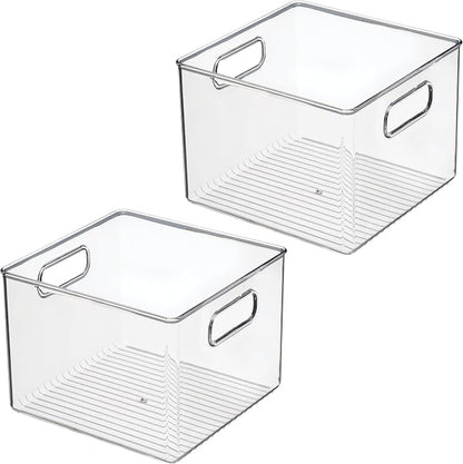 iDesign Pantry Storage Bin with Handles for Kitchen Cabinets or Fridge - Set of 2 - Clear - Made in USA