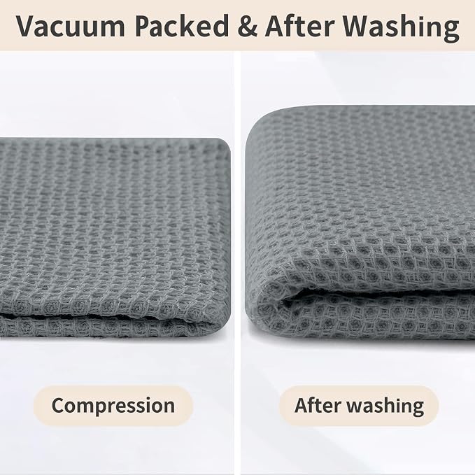 Homaxy 100% Cotton Kitchen Towels and Dishcloths Set, 12 x 12 Inches and 13 x 28 Inches, Set of 8 Bulk Kitchen Towels Set, Ultra Soft Absorbent Dish Cloths for Washing Dishes, Grey/Beige/Blue/Brown
