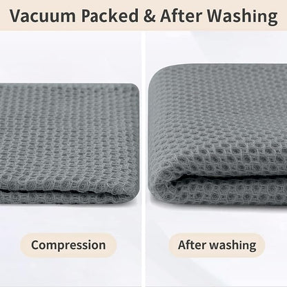 Homaxy 100% Cotton Kitchen Towels and Dishcloths Set, 12 x 12 Inches and 13 x 28 Inches, Set of 10 Bulk Kitchen Towels Set, Ultra Soft Absorbent Dish Cloths for Washing Dishes, Grey