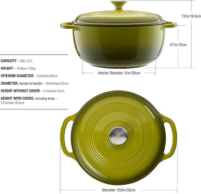 Mercer Culinary Enameled Cast Iron Round Dutch Oven, 6 qt., Avocado