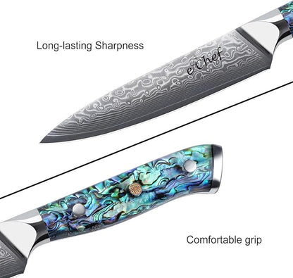 5-Inch Multifunctional Knife, 67-Layer Damascus VG-10 Steel, Abalone Handle, Sharp Knife for Fruits & Vegetables, Gift Box(5-inch utility knife)