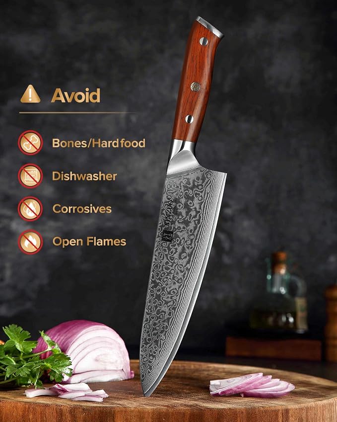 XINZUO Chef Knife 8.3 Inch, VG-10 Super Stainless Steel Gyuto Knife for Professional Chefs and Home Cooking, Ultra Sharp Kitchen Knife with Rosewood Handle - Yu Series
