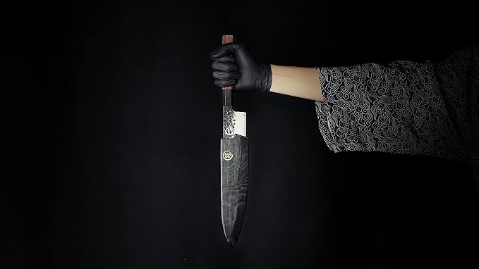 Grandsharp Chef Knife, 8 Inch Kitchen Knife, AUS10 Handmade Forged Pro Japanese Sharp High Carbon 3-layer Steel Meat Sushi Gyuto Cutting Chef's Cleaver-Wooden Sheath–Rosewood Handle