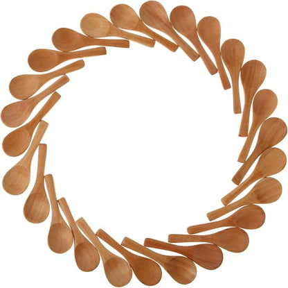 Boao 50 Pcs Small Wooden Spoons, 3.5'' L, Mini Wood Natural Tiny Spoons Wooden Little Teaspoons for Jars Sugar Creamer Honey Spices Salt Kitchen Supplies (Light Brown)