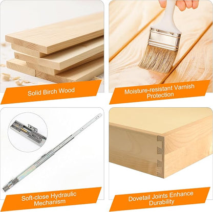 Pull Out Cabinet Organizer, 23" W x 21" D Soft Close Pull Out Drawers for Cabinets with Heavy Duty Slides, Wood Slide Out Drawers for Kitchen Cabinets
