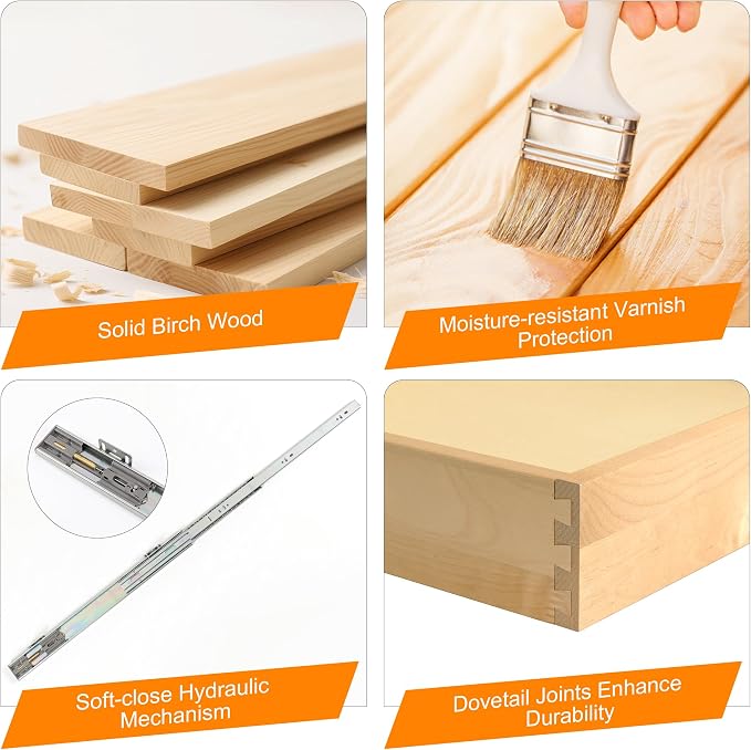 Pull Out Cabinet Organizer, 17" W x 21" D | Soft Close, Heavy Duty Slides, Wood Slide Out Drawers, For Kitchen Cabinets