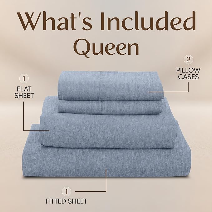 Utopia Bedding King Size Sheet Set – 4 Piece Bed Sheets, Soft and Breathable Microfiber, Includes 1 Fitted Sheet, 1 Flat Sheet and 2 Pillowcases – Oeko Tex (Heather Navy)