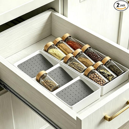 Kitchen Drawer Organizer,2 Pack,Pantry Organizers and Storage,Spice Rack Organizer for Cabinet, Making up Organizer, Bottle Rack,Bottles Holder,Spice Bottle Organizer