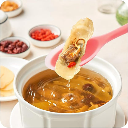 4Pcs Silicone Cooking Spoon, Heat-Resistant Nonstick Silicone Spoon for Stirring, Mixing, Cooking, Baking and Daily Use(Coral)