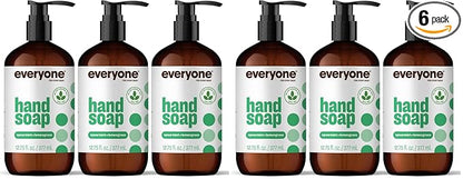 Everyone Liquid Hand Soap,12.75 Ounce,Spearmint and Lemongrass,Plant-Based Cleanser with Pure Essential Oils,(Pack of 6)
