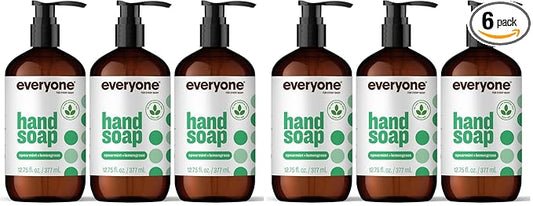 Everyone Liquid Hand Soap,12.75 Ounce,Spearmint and Lemongrass,Plant-Based Cleanser with Pure Essential Oils,(Pack of 6)