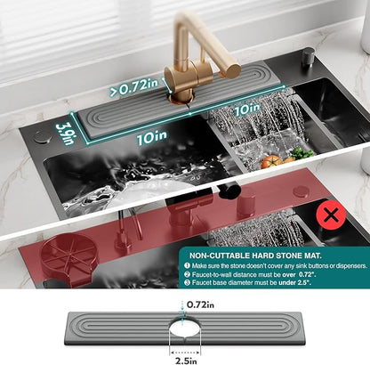 eormoe Diatomite Stone Sink Candy - Instant Dry Stone Sink Tray around Faucet, Prevents Moisture Buildup - Faucet Splash Guard for Bathroom Counter (Dark Grey, 20" x 3.9")