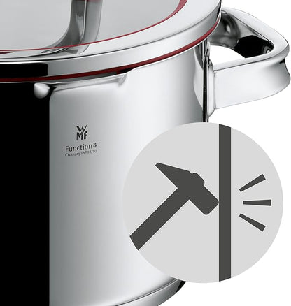 WMF 20cm Casserole, 3.4L, Brushed Stainless Steel, Suitable for All Stove Tops, Including Induction, Dishwasher-Safe, With Lid