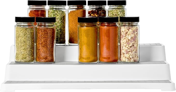 madesmart Shelf Organizer - White | CABINET COLLECTION | 3-Tier Cabinet, Pantry, or Countertop Organizer | Soft-grip Lining and Non-slip Fee | BPA-Free