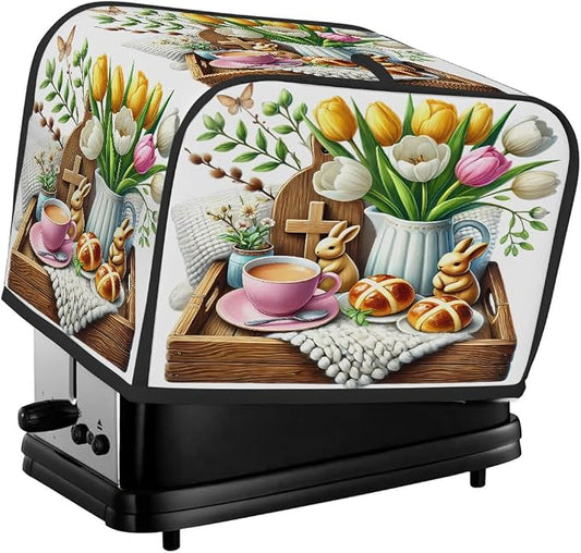 Toaster Cover 2 Slice Wide Slot Easter BunnyBread Toaster Oven Dustproof Cover Small Appliance Kitchen Covers Dust and Fingerprint Protection for Women Gift 2 Slice