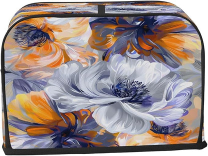 Floral Pattern Beautiful Toaster Cover 2 Slice Wide Slot Washable Kitchen Appliance Covers Fingerprint Bread Machine Dust Cover Small Toaster Oven Accessories Covers Bread Maker Bag Women Gift