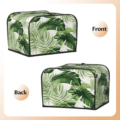 Botanical Tropical Leaf 4 Slice Toaster Cover, Dustproof, Waterproof, Polyester, Green