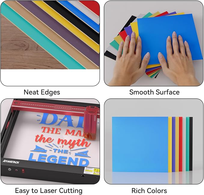 Double-Sided Colored Plywood Boards, 12x12 Inch 3mm Pre-Painted Basswood for Laser Cutting, Signs, Decorations & Commercial Craft Projects (Red and Green)
