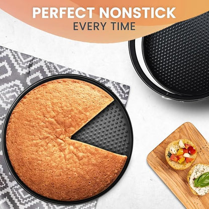 RFAQK 8 Inch Springform Pan Nonstick Leakproof - Spring Form Pan for Cheesecake with Removable Bottom, Include 50pcs Parchment Paper, Recipe E-Book - Perfect for Baking Cheese Cakes, Pizzas, & More!