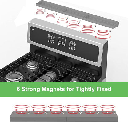30 Inch Silicone Stove Top Shelf Magnetic for Kitchen, Strong Magnetic Heat Resistant Spice Rack Organizer for Over Stove Oven - (Grey)
