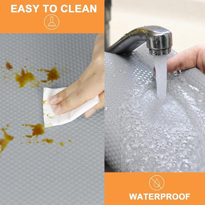 FLPMIX Wide Cabinet Shelf Liner: Waterproof Under Sink Mats Light Grey 19" x 300" - Easy to Cut & Clean Large Kitchen Drawer Liner for Pantry Cupboard