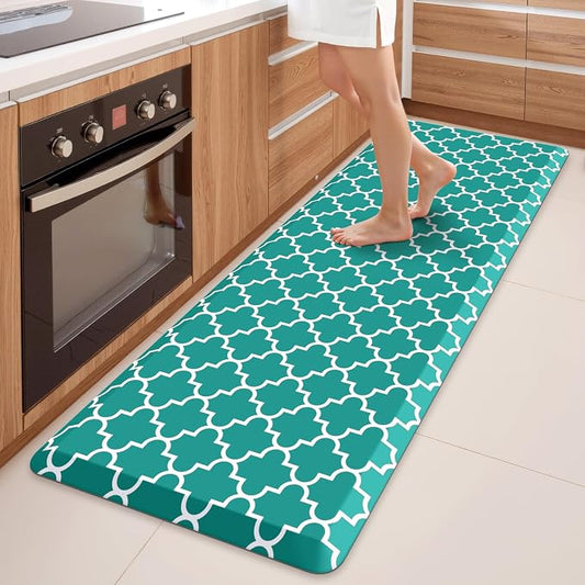 WISELIFE Anti Fatigue Floor Mat - 4/5 Inch Thick Kitchen Mat Non Slip Waterproof Heavy Duty Ergonomic Comfort Mat Durable for Home, Office, Sink, Laundry,(24" x 70", Green)