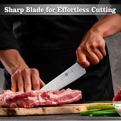 Chef Knife, Professional Kitchen Knife 10.5", Ultra Sharp High Carbon Stainless Steel Full Tang Knife with Black Ergonomic PP Handle, Japanese Chef Knife for Household and Work