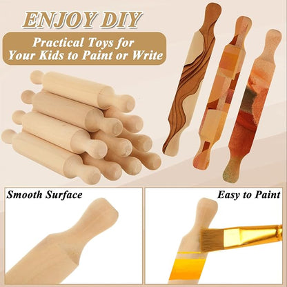WOPPLXY 50 Pcs Mini Rolling Pin, 5.5 Inches Wooden Rolling Pins, Mini Rolling Pins Bulk, Mini Wood Rolling Pin for Home Kitchen Fondant Pastry Pizza Baking and Crafting