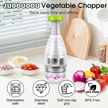 Vegetable Chopper Food Chopper, Veggie Cutter Manual Hand with Stainless Steel Blades & Soft Non-Slip Grip, Slap Onion Chop for Veggies Onions Garlic Nuts Salads - Dishwasher-safe