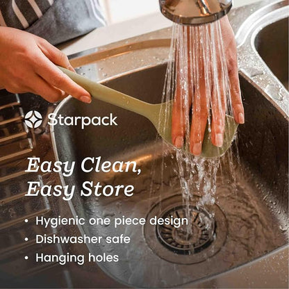 Starpack 'Scrape and Stir' Silicone Rubber Spatula Set (4-Piece) - LFGB Non Toxic, 600°F Heat Resistant, BPA-Free, One-Piece Kitchen Baking Spatulas - Dishwasher Safe for Nonstick Cookware Sage Green