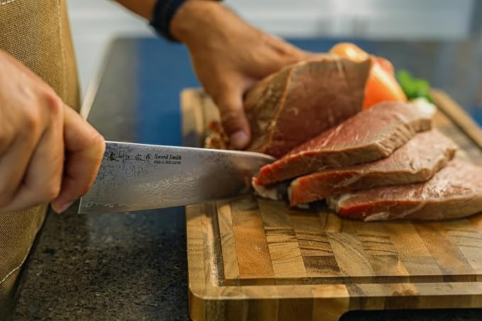 VG10 Core Chef Knife 7″ – Forged in Seki Japan – 37-Layer Damascus Steel – Full Tang Western Handle – Razor Sharp Professional Kitchen Knife with Gift Box – Satake Houcho Series