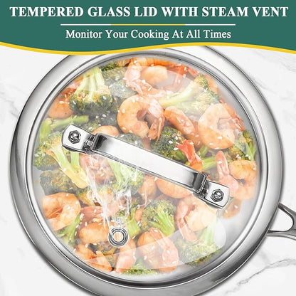 DELARLO Full-body Clad Tri-Ply Stainless Steel Small Brushed Saucepan With Lid, Induction Cooking Sauce Pot Pan, Heavy Duty Saucier Cookware, PFOA&PTFE Free(2 Quart)
