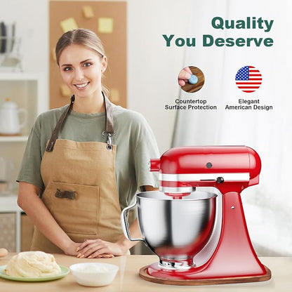 GuanQiao Food-Grade Bamboo Slider for KitchenAid 4.5-5 Qt Tilt Head Stand Mixer, Appliance Sliding Mat for Kitchenaid Artisan, Kitchen Countertop Storage Accessories Mixer Moving Tray Attachments