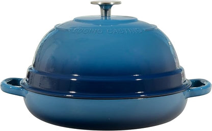 EDGING CASTING Enameled Cast Iron Dutch Oven Pot with Lid, Round Bread Oven for Homemade Sourdough Bread Baking, 6 Quart, Lake Blue
