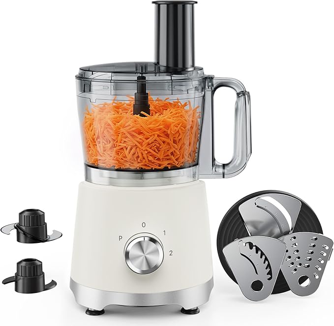 OLIXIS Food Processor 10.5 Cups, 600W Powerful Food processors with 5 Blades, Dishwasher Safe Meat Grinder for Slicing, Shredding, Chopping, Kneading, for Meat, Vegetables, Fruit, Dough