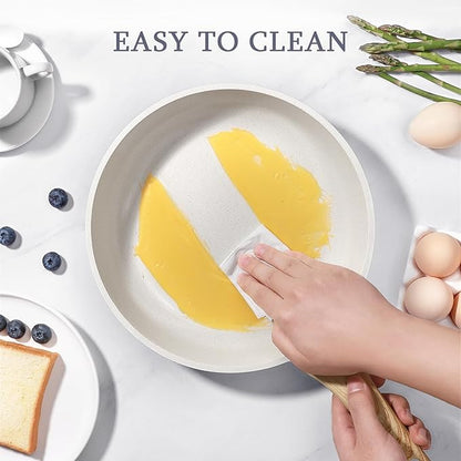 GiPP Ceramic Nonstick Frying Pan with Lid - 10" Healthy Non-Toxic Non Stick Skillet Omelette Pans, Induction Compatible Chef Pan, PFAS & PFOA-Free, Dishwasher Safe, Stay Cool Handles
