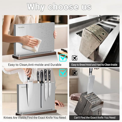 6 Pieces Knife Set with Magnetic Block,Ultra-Sharp High-carbon Steel Kitchen Knife Set, Professional Knife Block Set with Ergonomic Handle and Sharpener