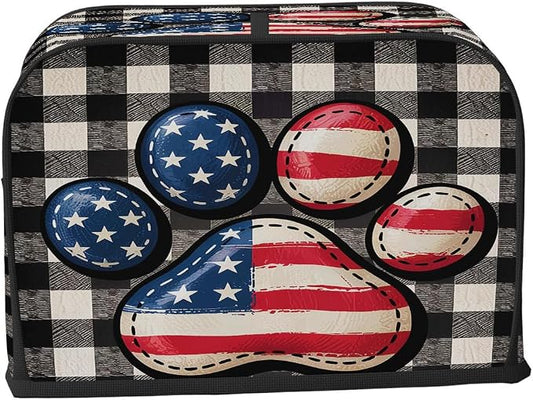 Dog Paw Flag Toaster Cover 4 Slice Wide Slot Washable Kitchen Appliance Covers Fingerprint Bread Machine Dust Cover Small Toaster Oven Accessories Covers Bread Maker Bag Women Gift
