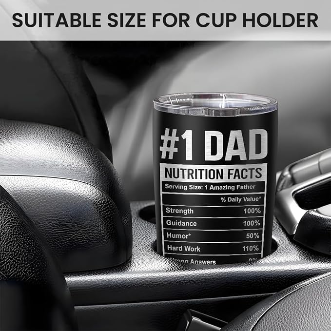SANDJEST Dad Tumbler 20oz, Dad Fuel Cup Stainless Steel Insulated Tumblers, Coffee Mug Cups for Best Dads from Daughter Son, Gifts for Birthday Christmas Fathers Day