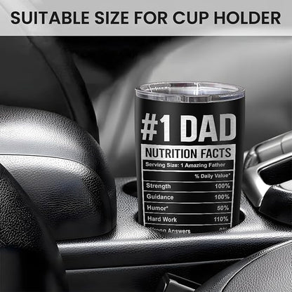 SANDJEST Dad Tumbler 20oz, Dad Fuel Cup Stainless Steel Insulated Tumblers, Coffee Mug Cups for Best Dads from Daughter Son, Gifts for Birthday Christmas Fathers Day