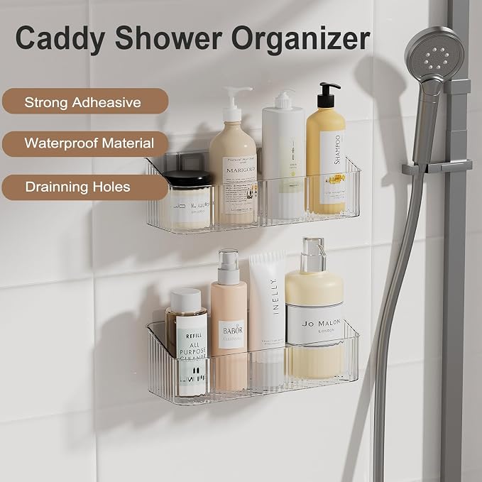 ZEXALOR Wall Mount Organizer for Kicthen, Bathroom, Dresser, Office, Pantry Storage and Organization - Clear Long Wall Basket Storage, Cabinet Door Organizer (9.4×3.9×2.7")