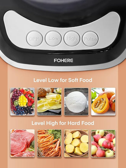 FOHERE Food Processor, 12 Cup, 2-in-1 Feed Chute Food Chopper & Meat Grinder, 500 Watt Motor, BPA Free, Stainless Steel, Procesador de Alimentos for Mincing, Dicing, Shredding, Puree & Kneading Dough